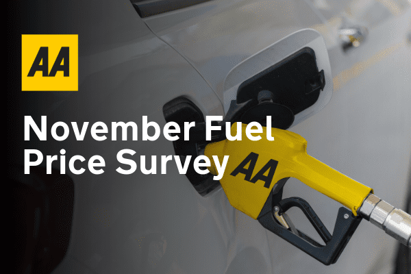 November AA Fuel Survey: Petrol and Diesel prices increase slightly